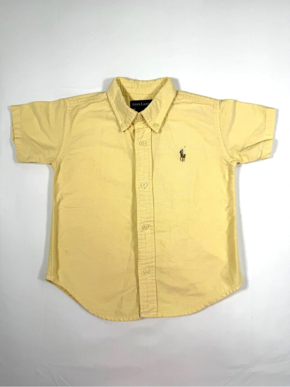 RALPH LAUREN Vintage 1990s Boys 3T Yellow Oxford Button Down Pony Preppy Shirt